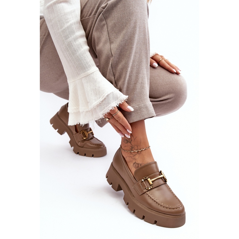 Step in style Pantofi Model Peuria 2644-3 Kaki Piele - Pas in stil bej 2