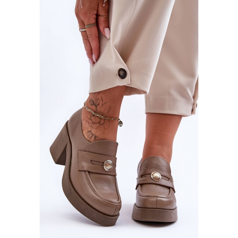 Step in style Pantofi Model Dunadia 20148 Piele Bej Inchis - Pas in stil 1