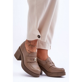Step in style Pantofi Model Dunadia 20148 Piele Bej Inchis - Pas in stil 2