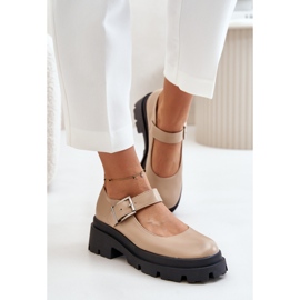 Step in style Pantofi Model Plikuria 1813 Bej - Pas in stil 1