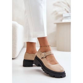 Step in style Pantofi Model Plikuria 1813 Bej - Pas in stil 2