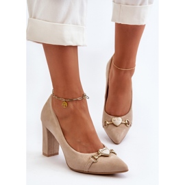 Step in style Pompe Model Zazoo 2453/OS Cappuccino Suede - Pas în stil bej 2