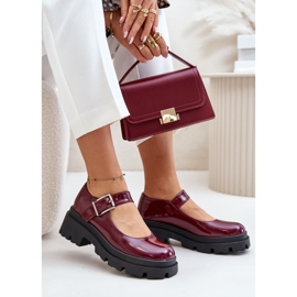 Step in style Pantofi Model Plikuria 1813-1 Bordo Lakier - Pas în stil roșu 1