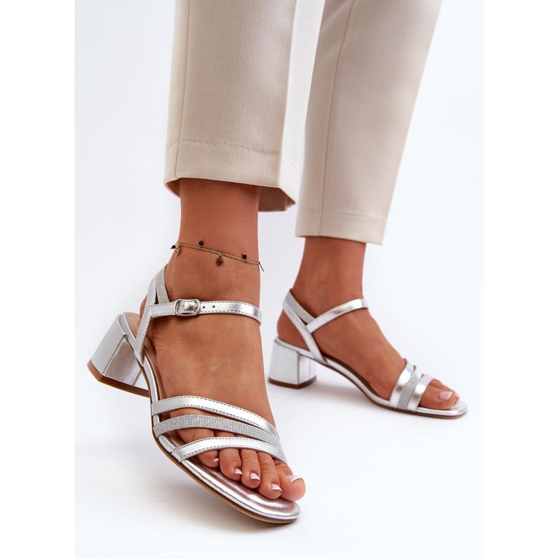 Step in style Sandale Model Sergio Leone SK046 Argintiu - Pas în stil gri 1