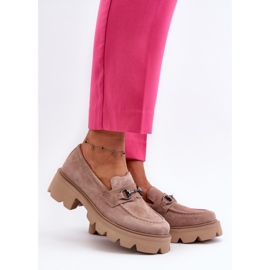 Mocasini de dama la modă masiv Beige bej 1