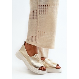 Sandale de dama din piele naturala Zazoo Gold de aur 1