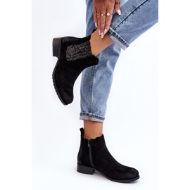 Botine de dama clasice din piele intoarsa ecologica Neagra negru 1