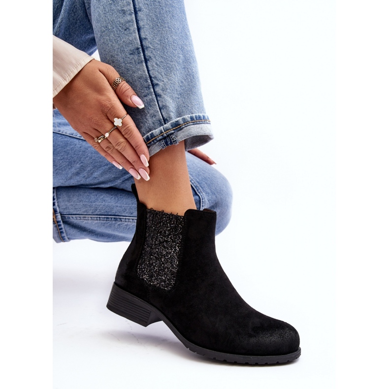 Botine de dama clasice din piele intoarsa ecologica Neagra negru 2 Botine de dama clasice din piele intoarsa ecologica Neagra negru 2