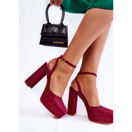 Sandale din material textil si sclipici stralucitoare roz 1 Sandale din material textil si sclipici stralucitoare roz 1