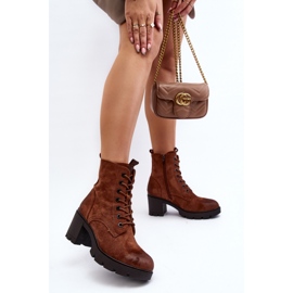 Botine de dama din piele intoarsa ecologica maro 2 Botine de dama din piele intoarsa ecologica maro 2