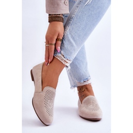 Mocasini de dama din piele intoarsa bej 1