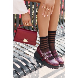 Pantofi lacuiti cu catarame Burgundy roșu 1 Pantofi lacuiti cu catarame Burgundy roșu 1