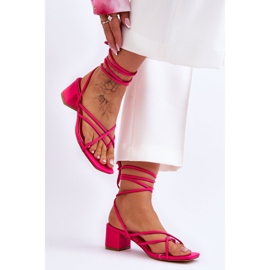 Sandale unice roz legate 1