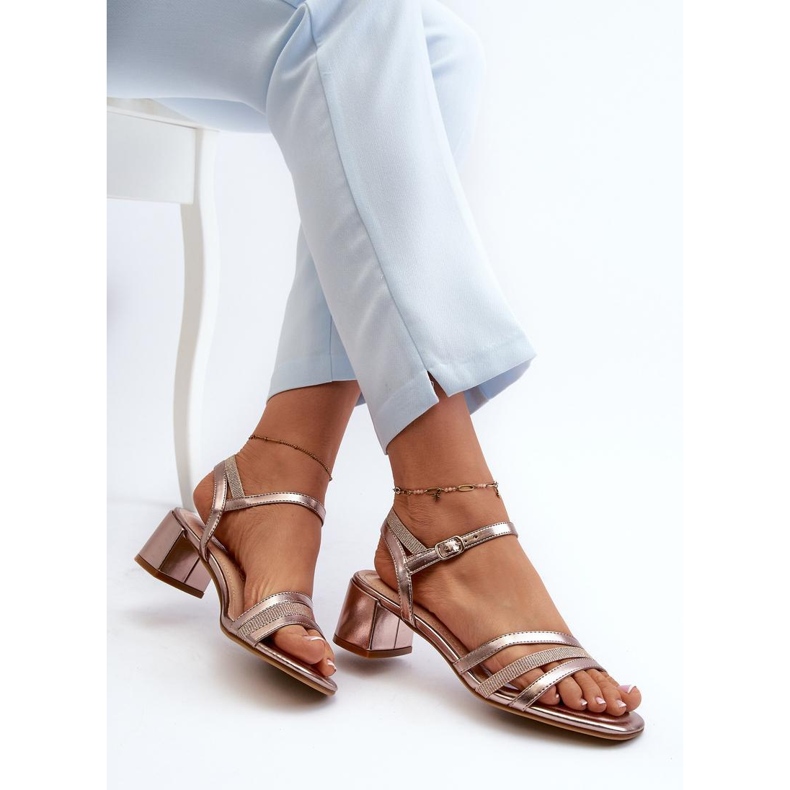 Sergio Leone Frumoase sandale de dama din piele ecologica roz 1