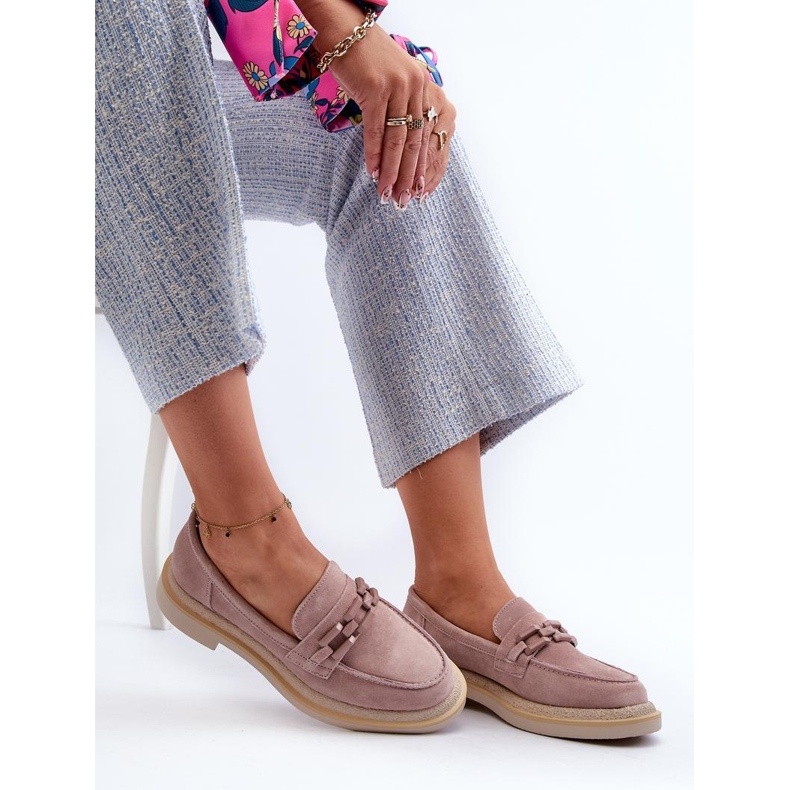 Mocasini din piele intoarsa Dirty Pink roz 1 Mocasini din piele intoarsa Dirty Pink roz 1