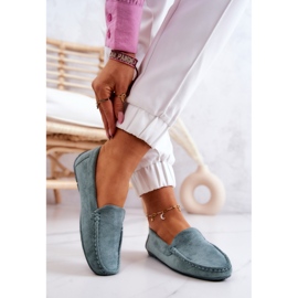 Evento Mocasini slip-on din piele intoarsa menta verde 1