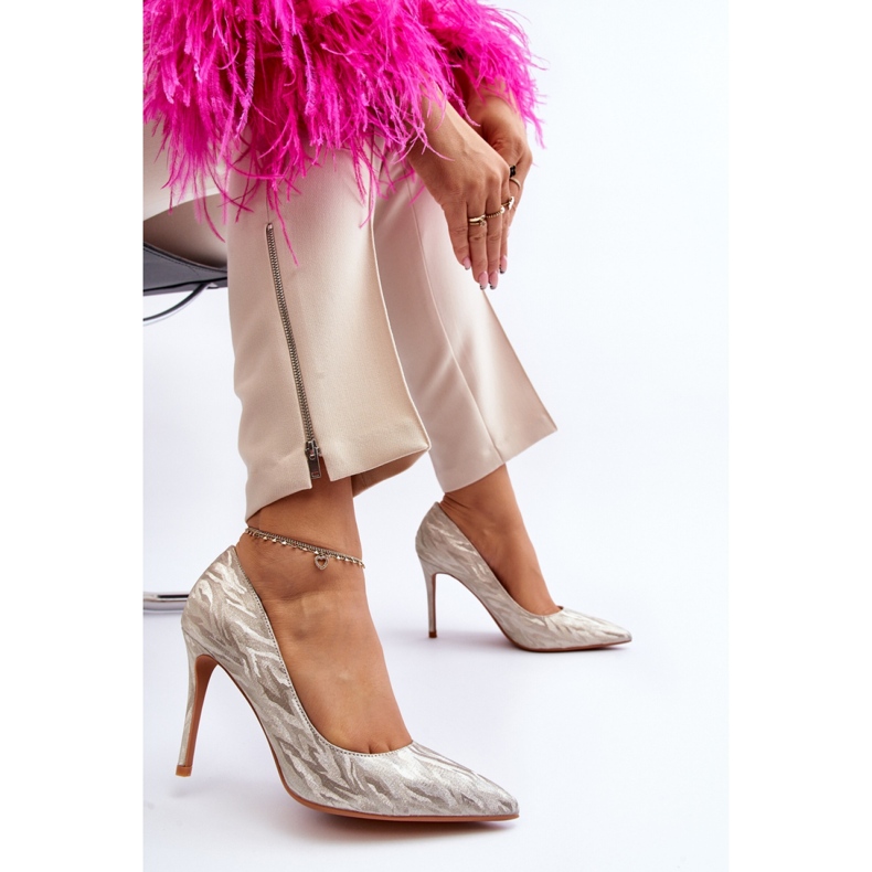 Pompe aurii cu toc înalt galben 2