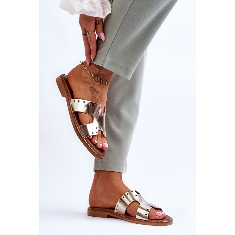 Sandale Flip-flops Model 40326 Gold de aur 1