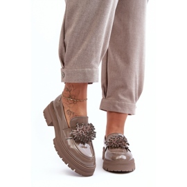 Pantofi de dama cu decor pe centura YL97, bej 2