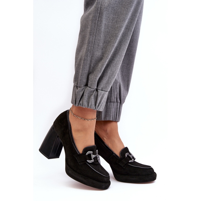 Pompe dama cu decor Laura Messi 2706 500-173 negru 1