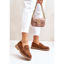 Mocasini de dama din Eco-suede C-528, maro 1