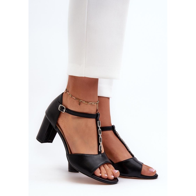 Sandale cu decoratiuni 24SD98-7148 negre negru 1