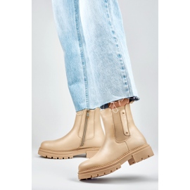 Cizme Chelsea dama 250004TA-PU bej 2