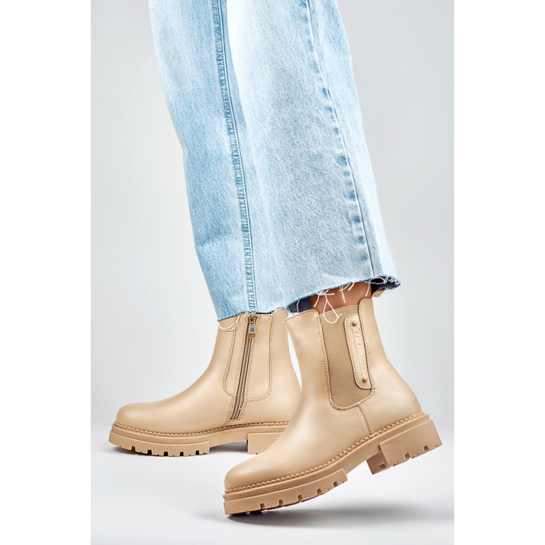 Cizme Chelsea dama 250004TA-PU bej 2