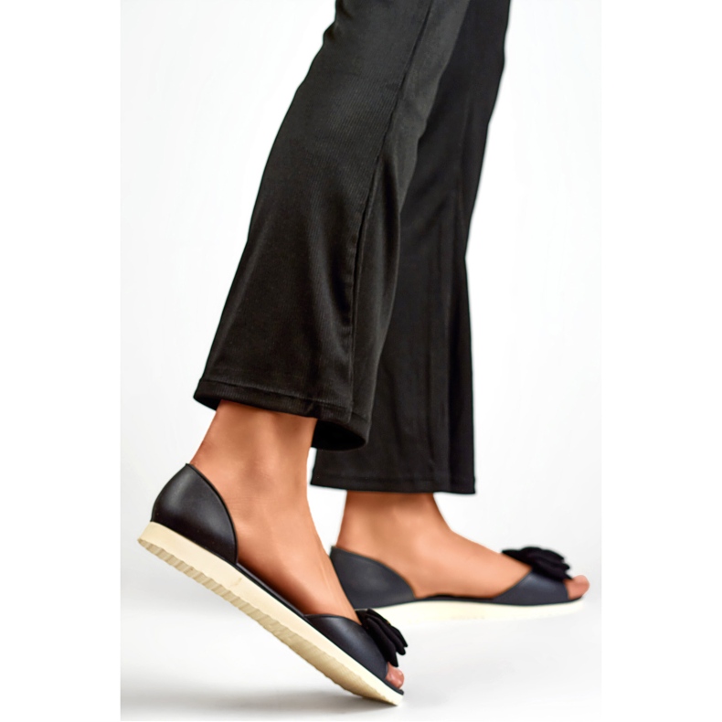 Balerini de damă cu fundă BG162B, negru 1 Balerini de damă cu fundă BG162B, negru 1