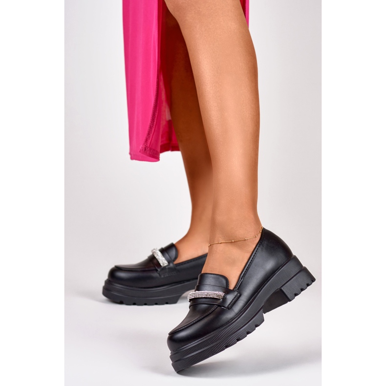 Pantofi dama cu zirconiu cubic B2732B, negru 2