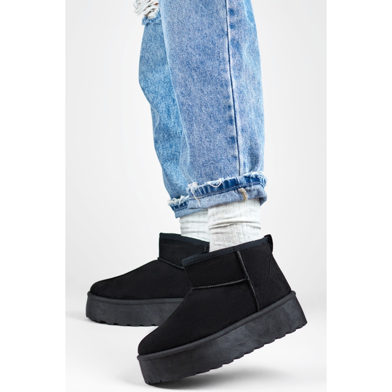 Cizme de zăpadă căptușite cu blană pentru femei 2818B, negre negru 1 Cizme de zăpadă căptușite cu blană pentru femei 2818B, negre negru 1