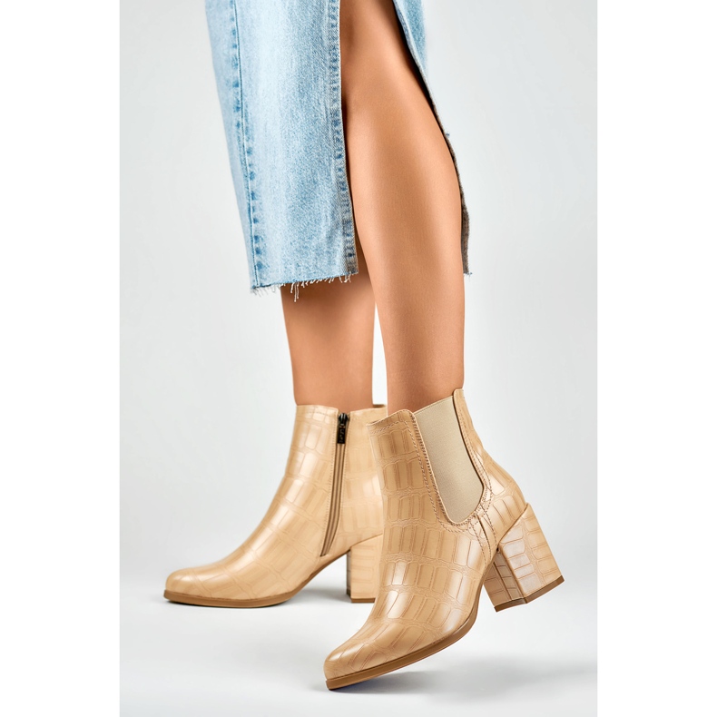 Ghete de damă căptușite cu blană 260038BE-XC, bej 2 Ghete de damă căptușite cu blană 260038BE-XC, bej 2