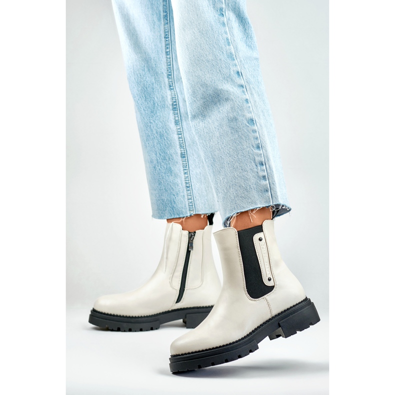 Cizme Chelsea Model 250004BE-PU Bej Deschis - PRIMO 2