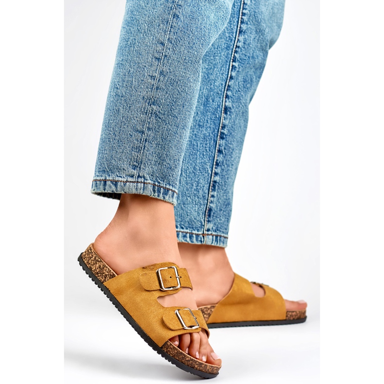 Flip-flops dama din piele intoarsa ecologica 98-179C camel maro 1