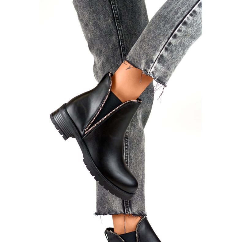 Ghete Chelsea izolate pentru damă RXJ-169B, negre negru 2