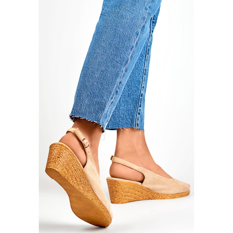 Sandale cu pană pentru damă GD-FL653BE, bej 1 Sandale cu pană pentru damă GD-FL653BE, bej 1