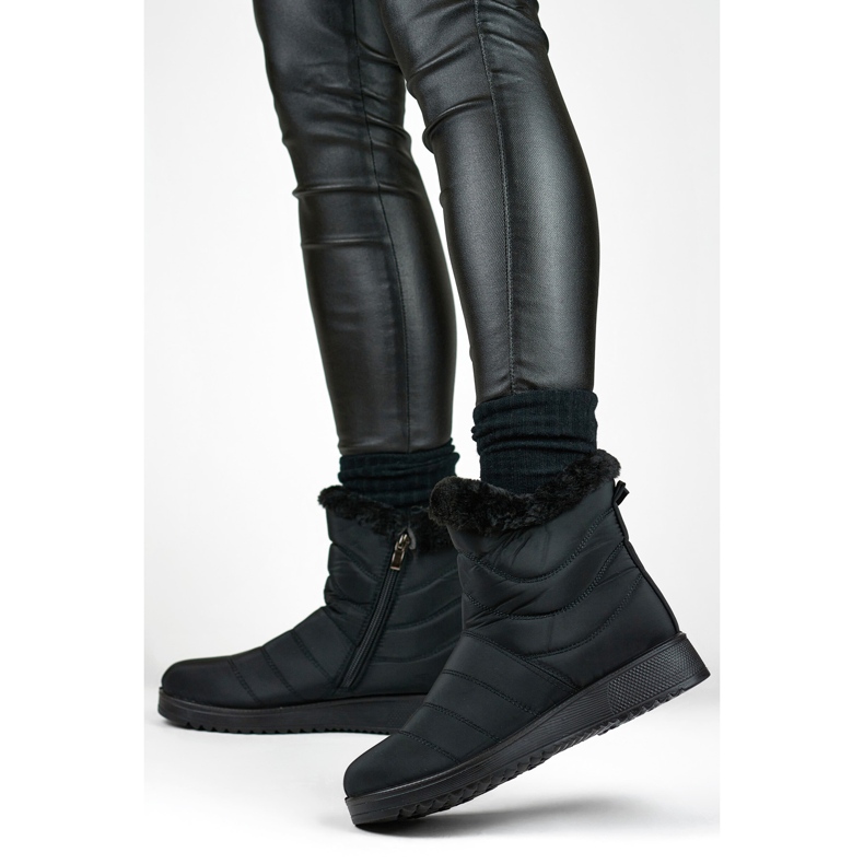 Cizme de zăpadă căptușite cu blană de damă W76B, negre negru 1