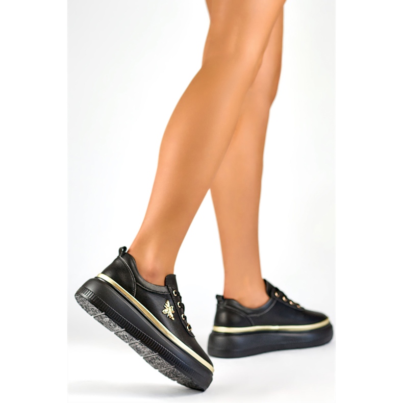 Pantofi sport de damă cu decor GD-XF120C-B, negri negru 1 Pantofi sport de damă cu decor GD-XF120C-B, negri negru 1