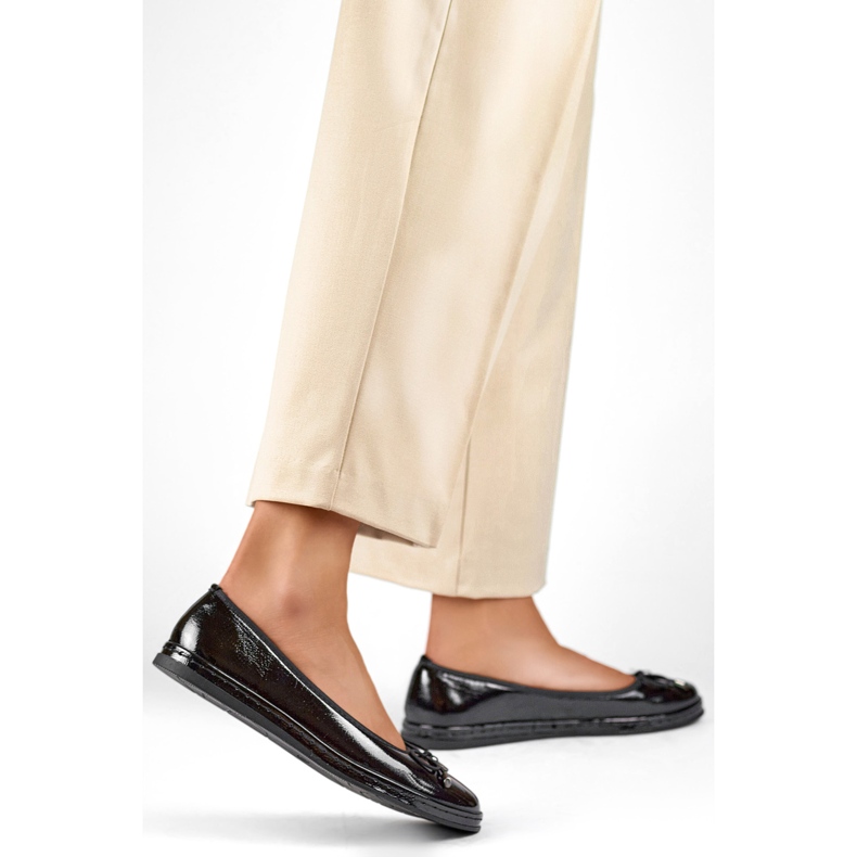 Balerini de damă cu fundă GD-XR392-B lăcuit negru 1