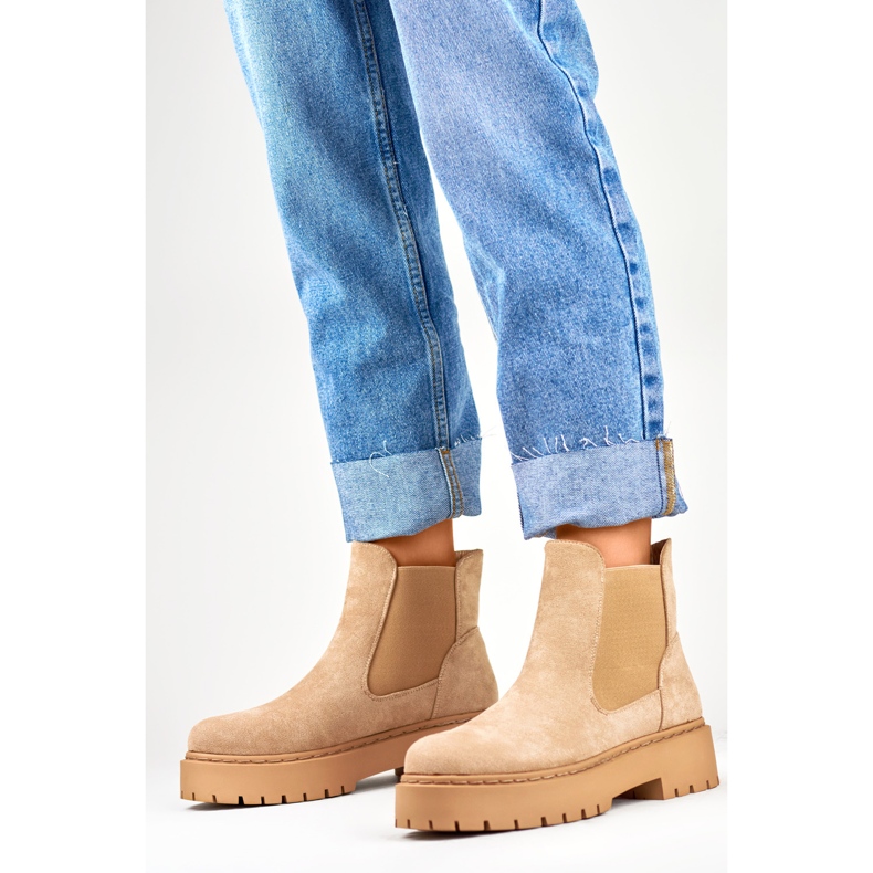 Cizme Chelsea Model HB-170KH Bej - PRIMO 1