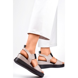 Sandale cu pană pentru damă GD-LH2002T, bej 1