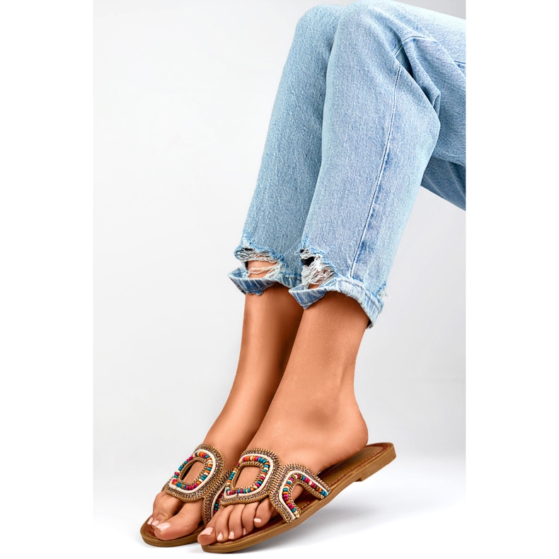 Șlapi damă cu mărgele 1122MIX multicolor 1