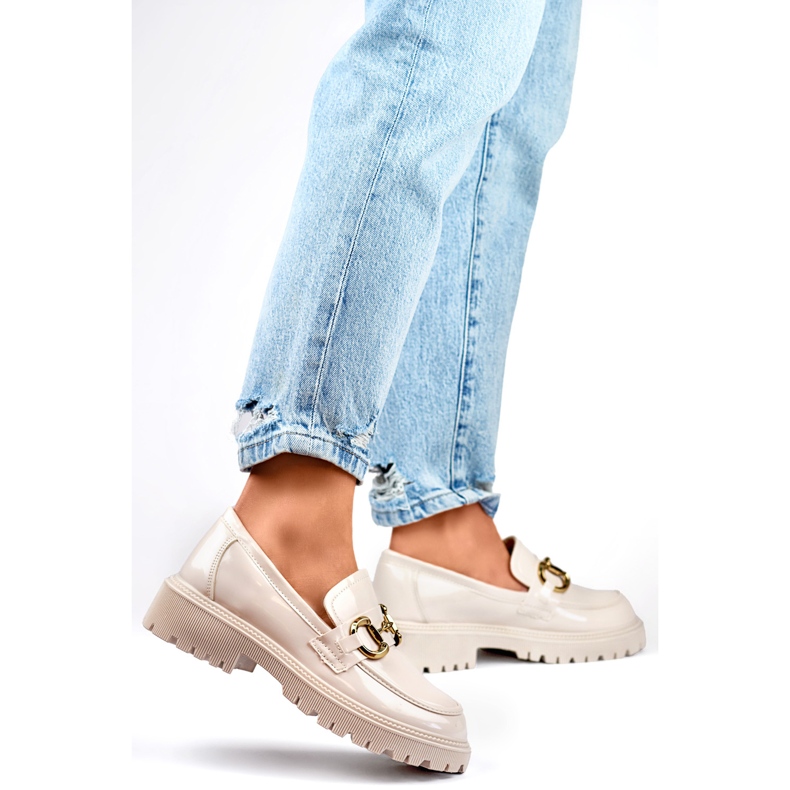 Mocasini de dama cu decor auriu OH31-2LT/BE bej 1 Mocasini de dama cu decor auriu OH31-2LT/BE bej 1