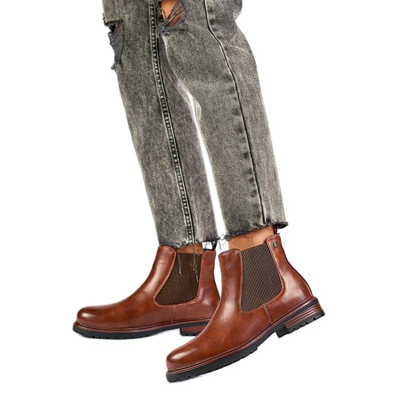 Cizme Chelsea Model GD-WL71C Maro/Camel - PRIMO 1