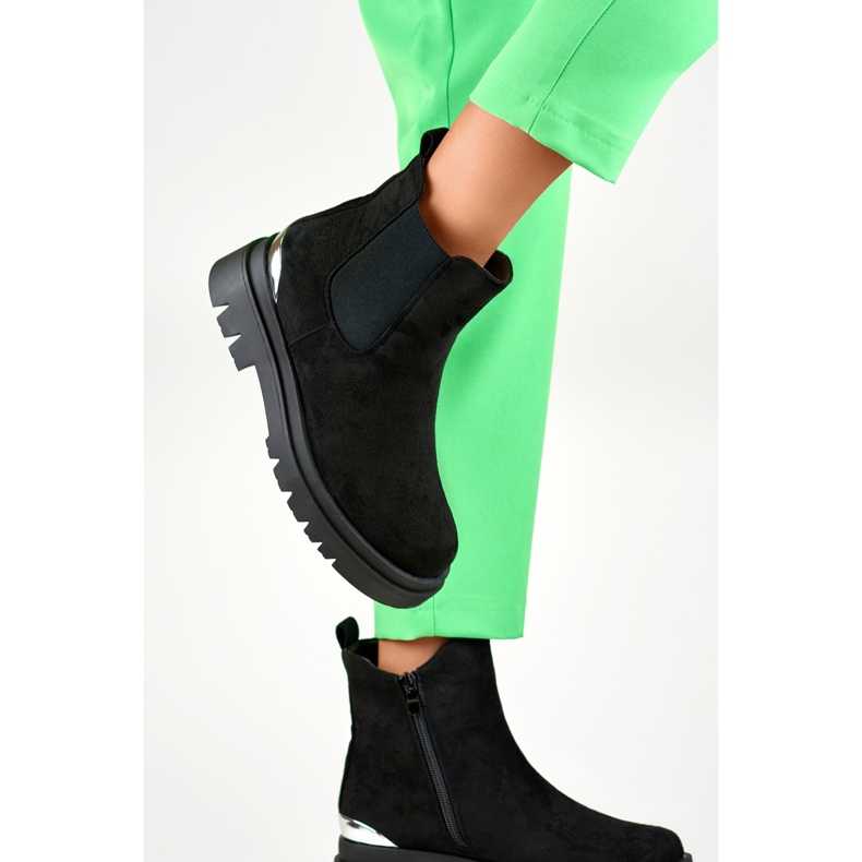 Ghete Chelsea de damă XJ-351B negru 2 Ghete Chelsea de damă XJ-351B negru 2