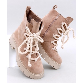 Botine cu șireturi Smiless Khaki cu șireturi groase bej 1