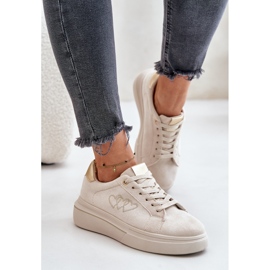 Adidași pentru femei pe platformă cu Hearts Beige bej 2