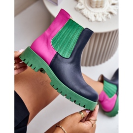 Lewski Shoes Cizme plate cu slip-on din piele de damă Lewski 3611 multicolor albastru 2