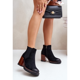 Botine izolate dama din piele intoarsa ecologica Vinceza 58356 Negru 2