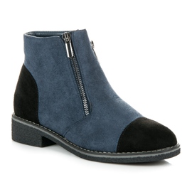 Vices Botine din piele intoarsa pentru toamna albastru 3